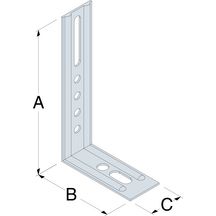 Équerre nervurée droite END130/1,5 - acier galvanisé - 130x71,5x30 mm