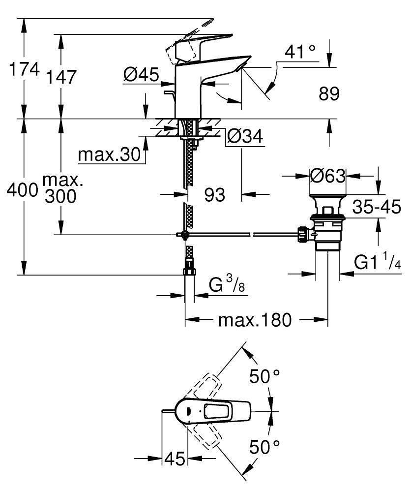 Mitigeur lavabo Taille S BauLoop chromé Réf. 22054001