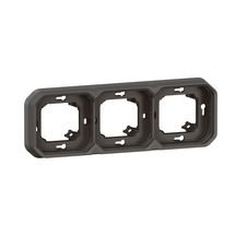 Support plaque étanche pour montage horizontal ou vertical en encastré avec boîte d'encastrement 3 postes de fonctions Plexo - anthracite Réf. 069608L