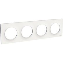 Plaque de finition pour prise murale Odace Styl - 4 postes - blanc brillant - entraxe 71 mm