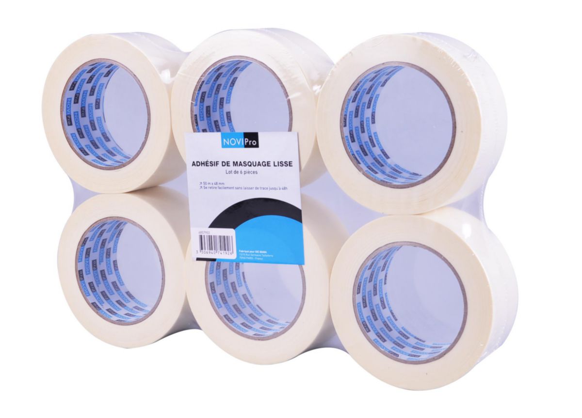 Lot 24 rouleaux Adhésifs de masquage Novipro 48 mm x 50 M