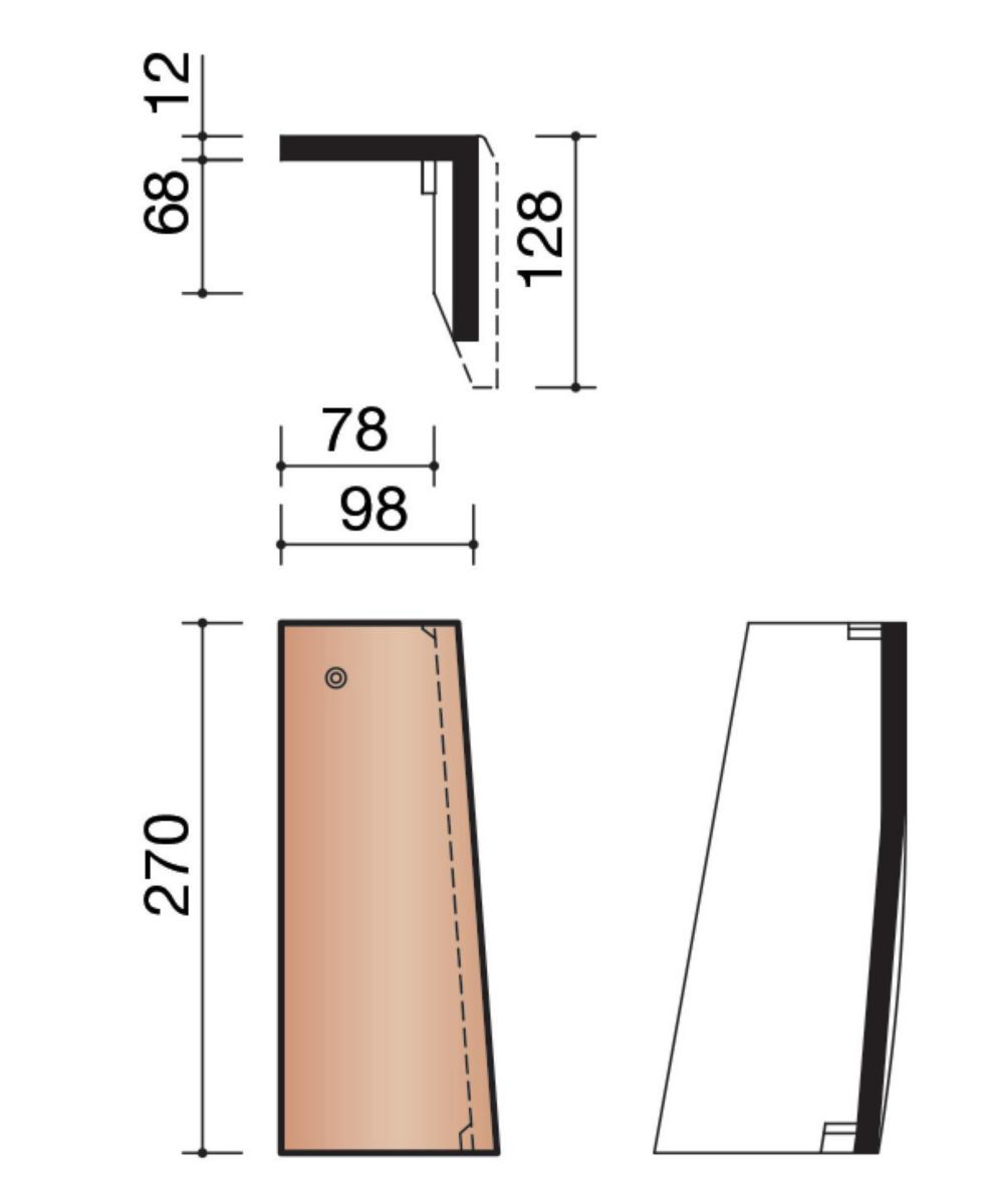 Demi-tuile de rive droite spéciale Rustica terre cuite tourbe 270x98x128 mm