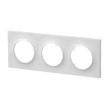 Plaque de finition pour prise murale Odace Styl - 3 postes - blanc brillant - entraxe 71 mm