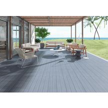 Carrelage sol extérieur Timber Deck - grès cérame émaillé - bleu eau antidérapant - 20x120 cm