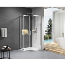 Paroi de douche Alterna Concerto quart cercle coulissant L 90 x H 195 cm profilé argent brillant verre transparent