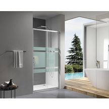 Paroi de douche Alterna Concerto accès de face coulissant 2 vantaux L 100 x H 195 cm profilé argent brillant verre transparent