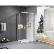 Paroi de douche Alterna Concerto accès d'angle coulissant L 90 x H 195 cm profilé argent brillant verre transparent