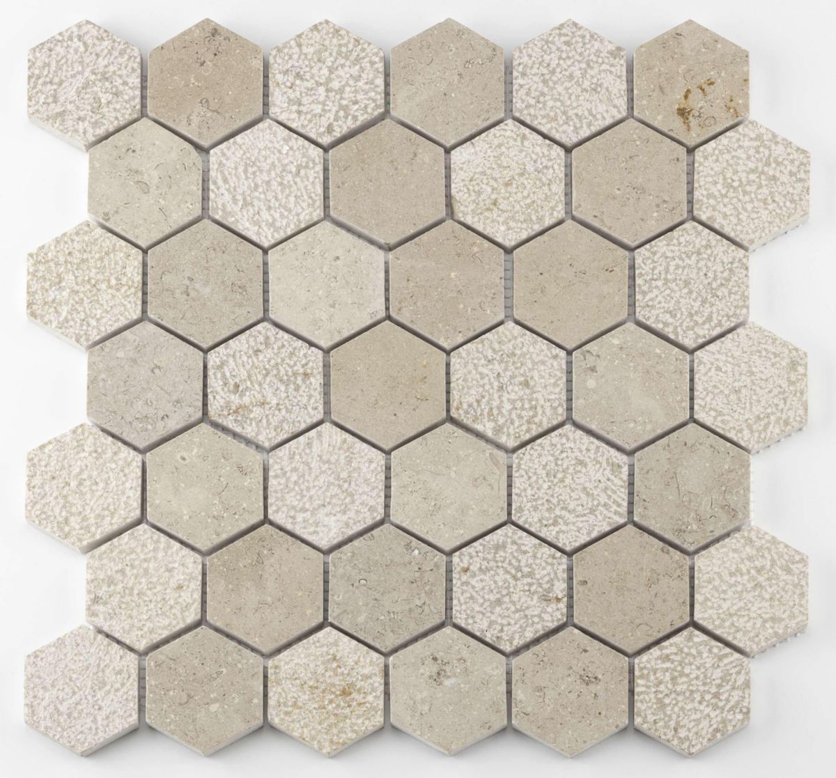 Mosaïque marbre Favo - sand - trame 29,8x30,1 cm - tesselles 4,8x4,8 cm