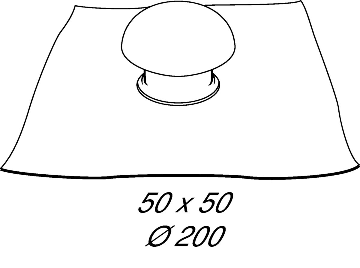 Chapeau de ventilation à collerette d'étanchéité CD20 - PVC gris ardoise - Ø 200 mm - collerette 500x500 mm