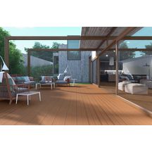 Carrelage sol extérieur Timber Deck - grès cérame émaillé - cannelle antidérapant - 20x120 cm