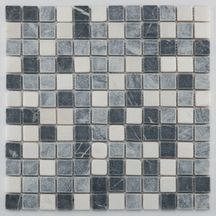 Mosaïque marbre naturel antidérapante - Orvieto Black White Grey - tesselles 2,3x2,3 cm - trame 30x30 cm