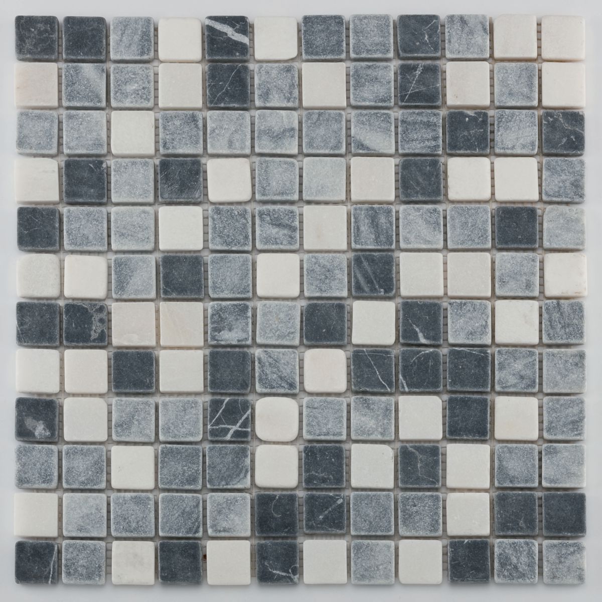 Mosaïque marbre naturel antidérapante - Orvieto Black White Grey - tesselles 2,3x2,3 cm - trame 30x30 cm