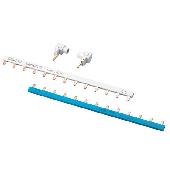 Kit 2 peignes de raccordement unipolaire pour MTC 1P 13 modules 63 A + 2 bornes - bleu/gris