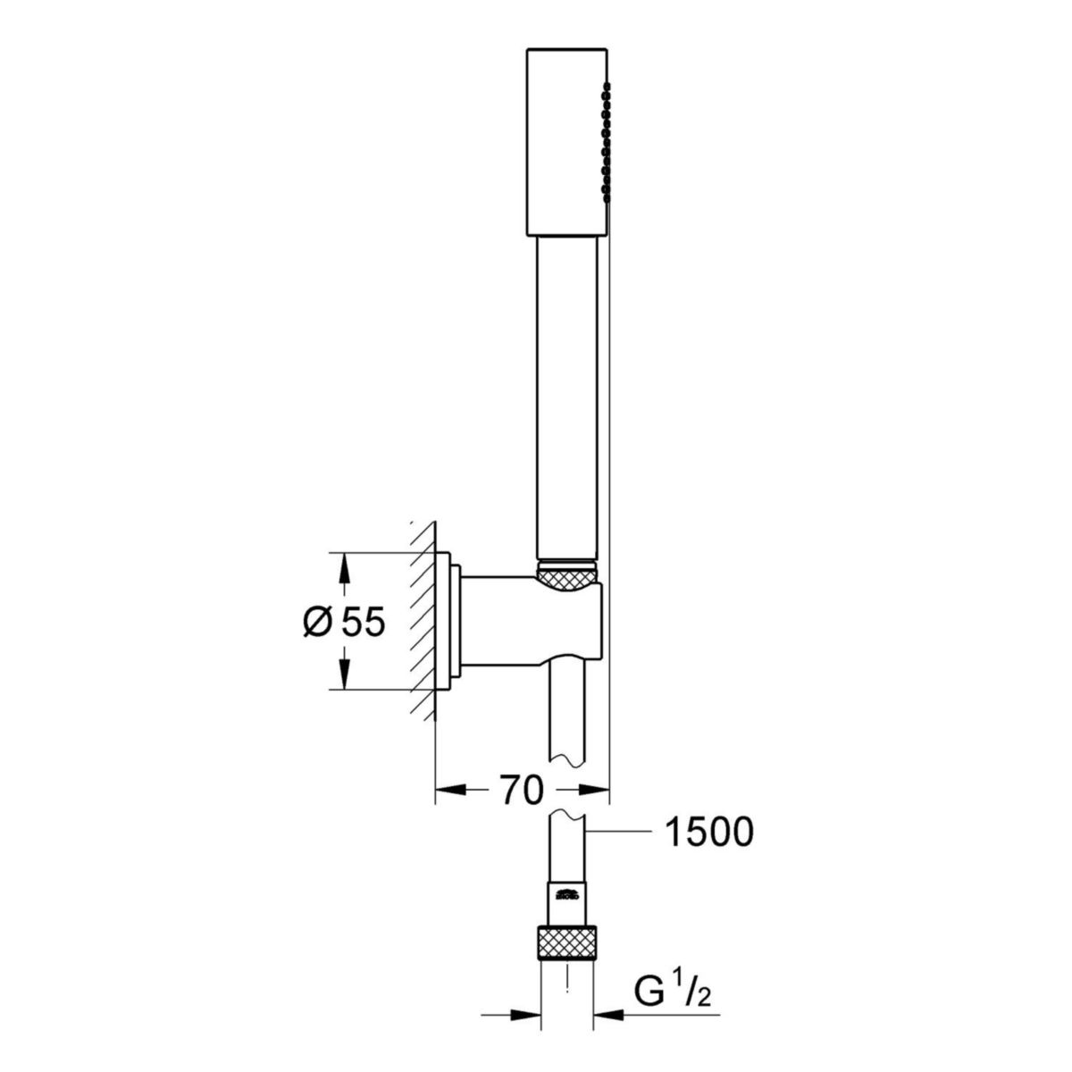 Ensemble de douche 1 jet avec support mural Sena Chromé 28348000