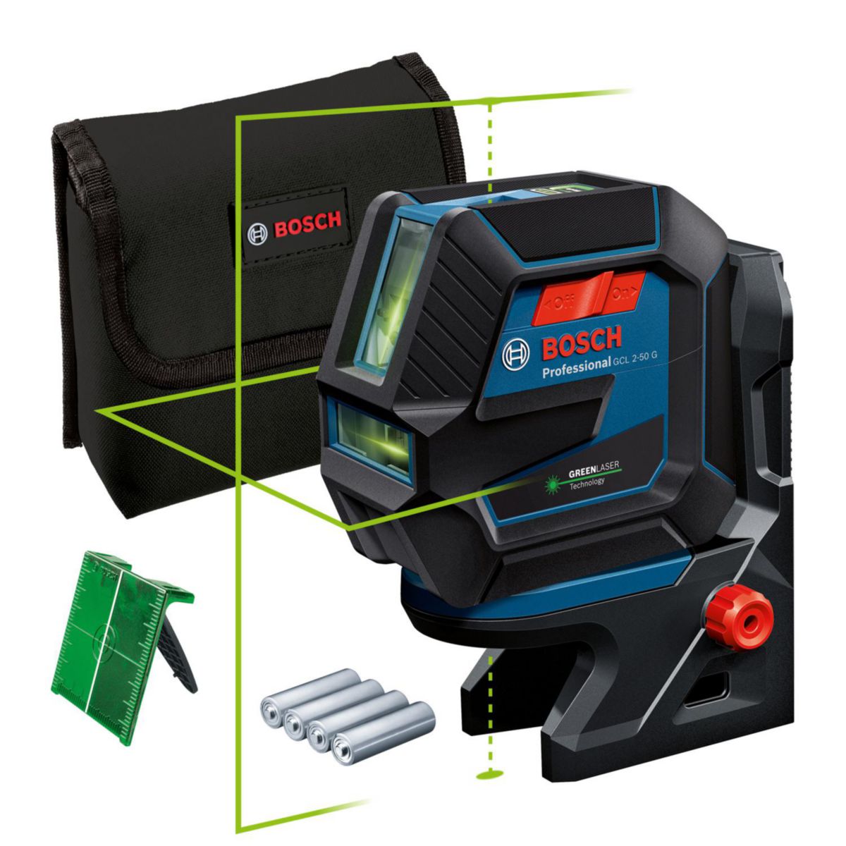 Laser combiné à faisceau vert GCL 2-50 G + support RM 10 + piles + housse - portée 15 m