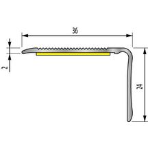 Nez de marche strié adhésif 6V A - aluminium plaxé chêne rustique - 36x24 mm - L. 110 cm