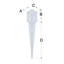 Pied de poteau jardin à enfoncer PPJET - acier galvanisé - 90 mm