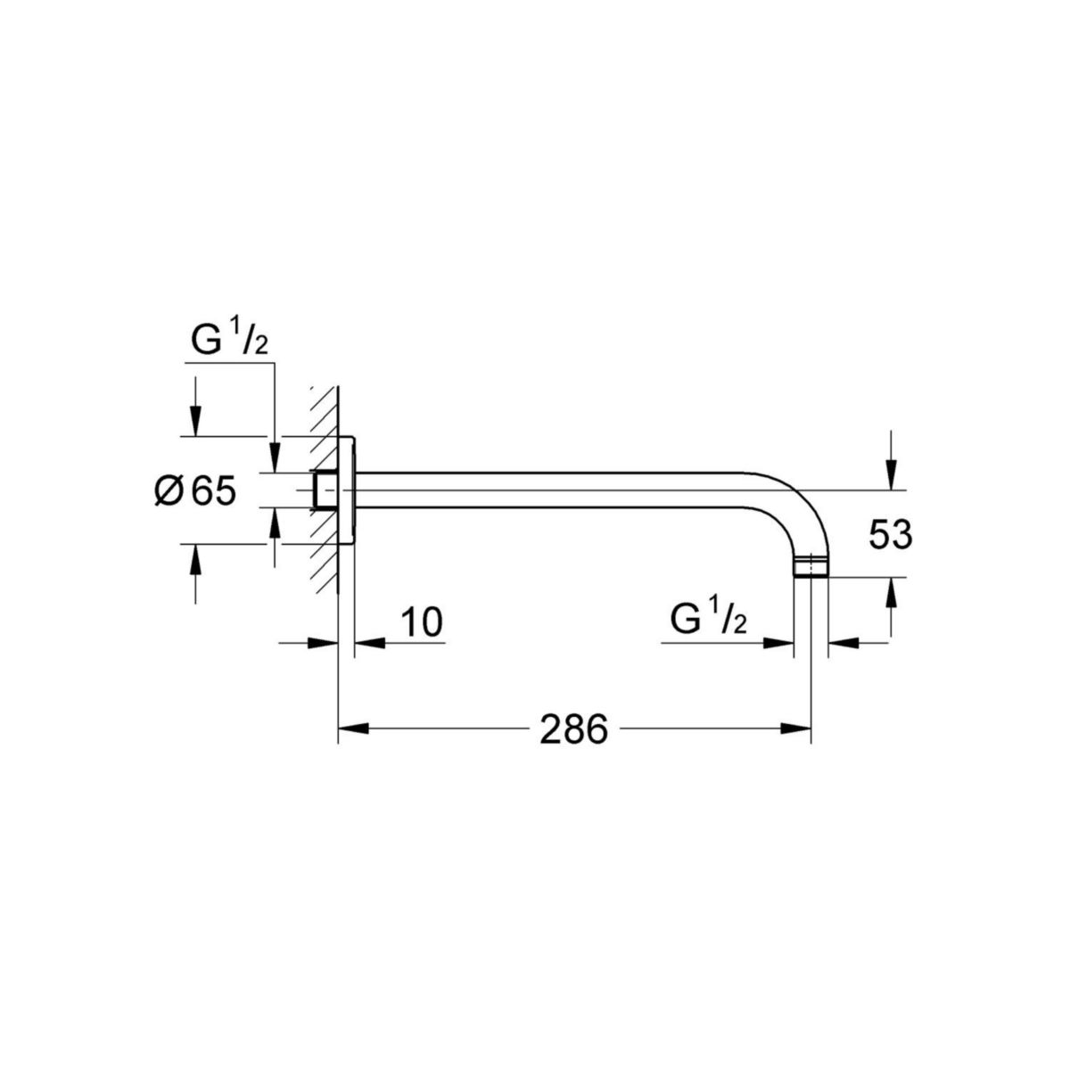 Bras de douche 286 mm Rainshower Chromé 28576000