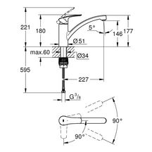 Mitigeur évier EUROMART Bec moulé pivotant Chromé réf. 32221003