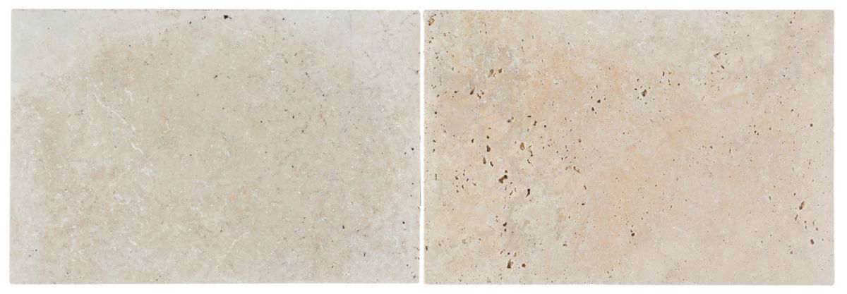 Dalle sol extérieur pierre de travertin - rustic beige vieilli 1er choix - 40,6x61 cm - ép. 12 mm