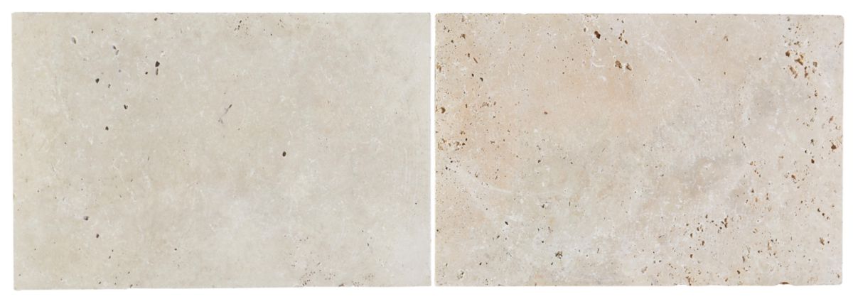 Dalle sol extérieur pierre de travertin - rustic beige vieilli 1er choix - 40,6x61 cm - ép. 12 mm