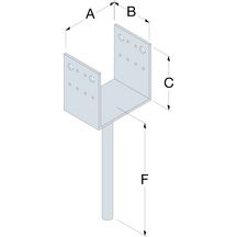 Pied de poteau en U à sceller PPD - acier galvanisé à chaud - 90x70 mm