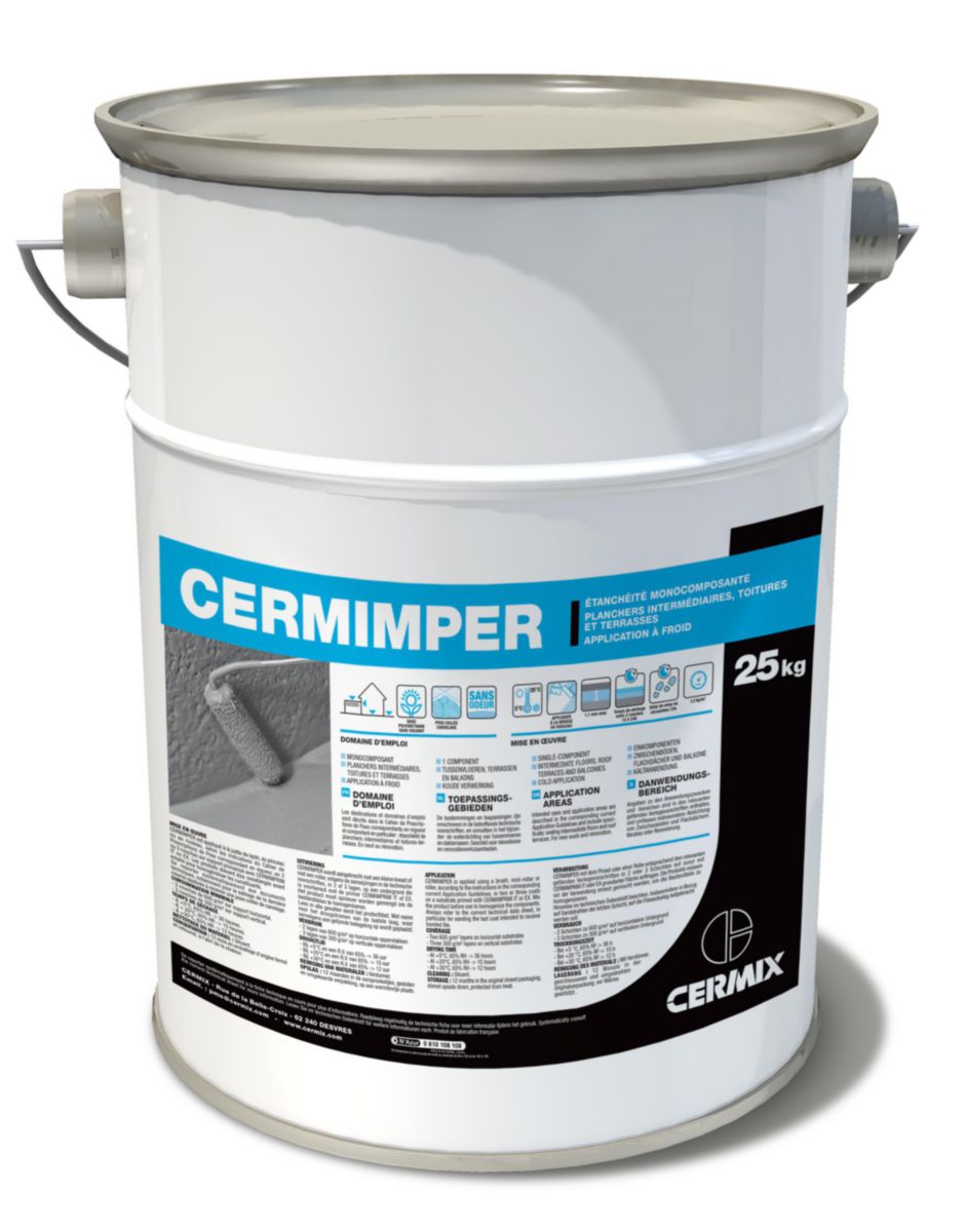 Système d'étachéité CERMIMPER liquide monocomposant 25KG (25kg = 20m²) réf. 0012074700