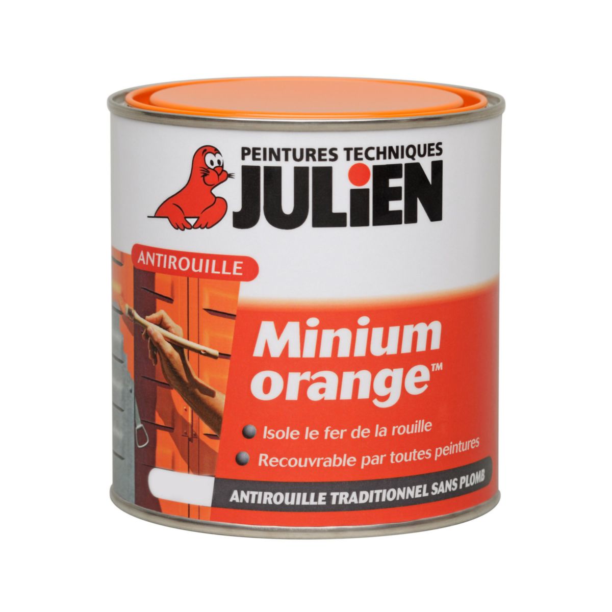 Primaire antirouille Minium orange - pot de 0,25 L