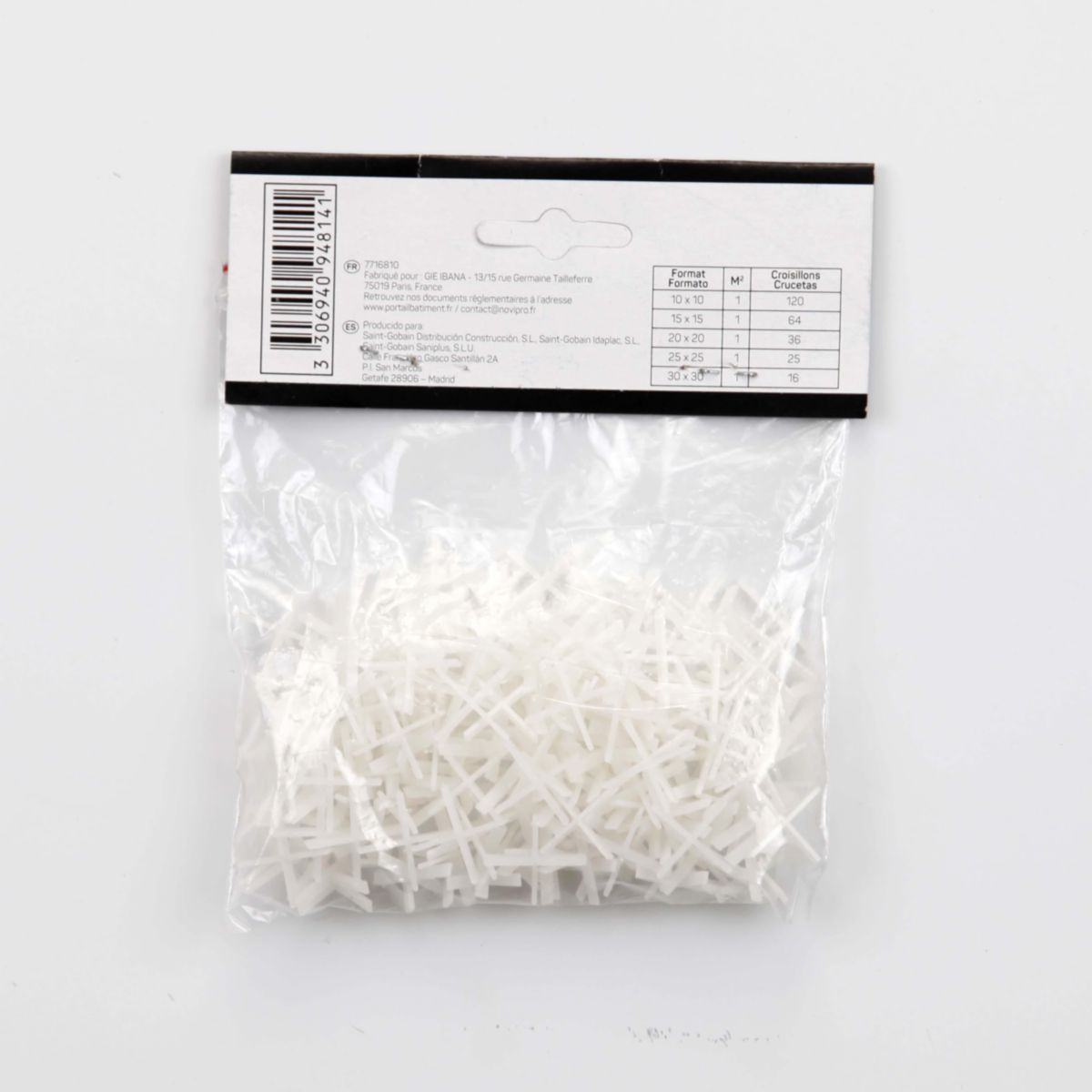 Croisillon plein standard pour joint de 1 mm - sachet de 200 pcs