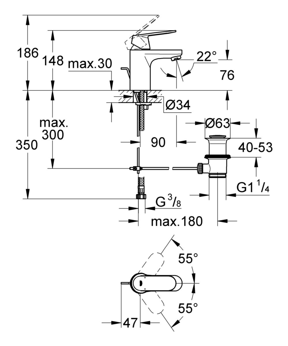 Mitigeur monocommande Lavabo Taille S Eurosmart Cosmopolitan Chromé 3282500E