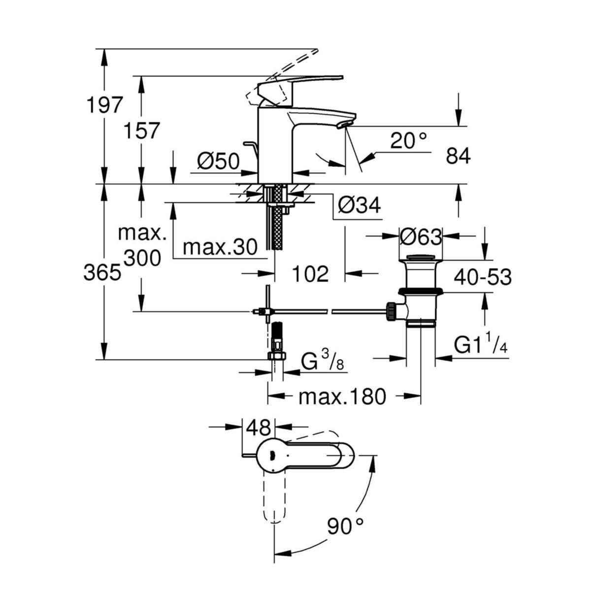 Mitigeur Lavabo Eurostyle Cosmopolitan Chromé 2337420E