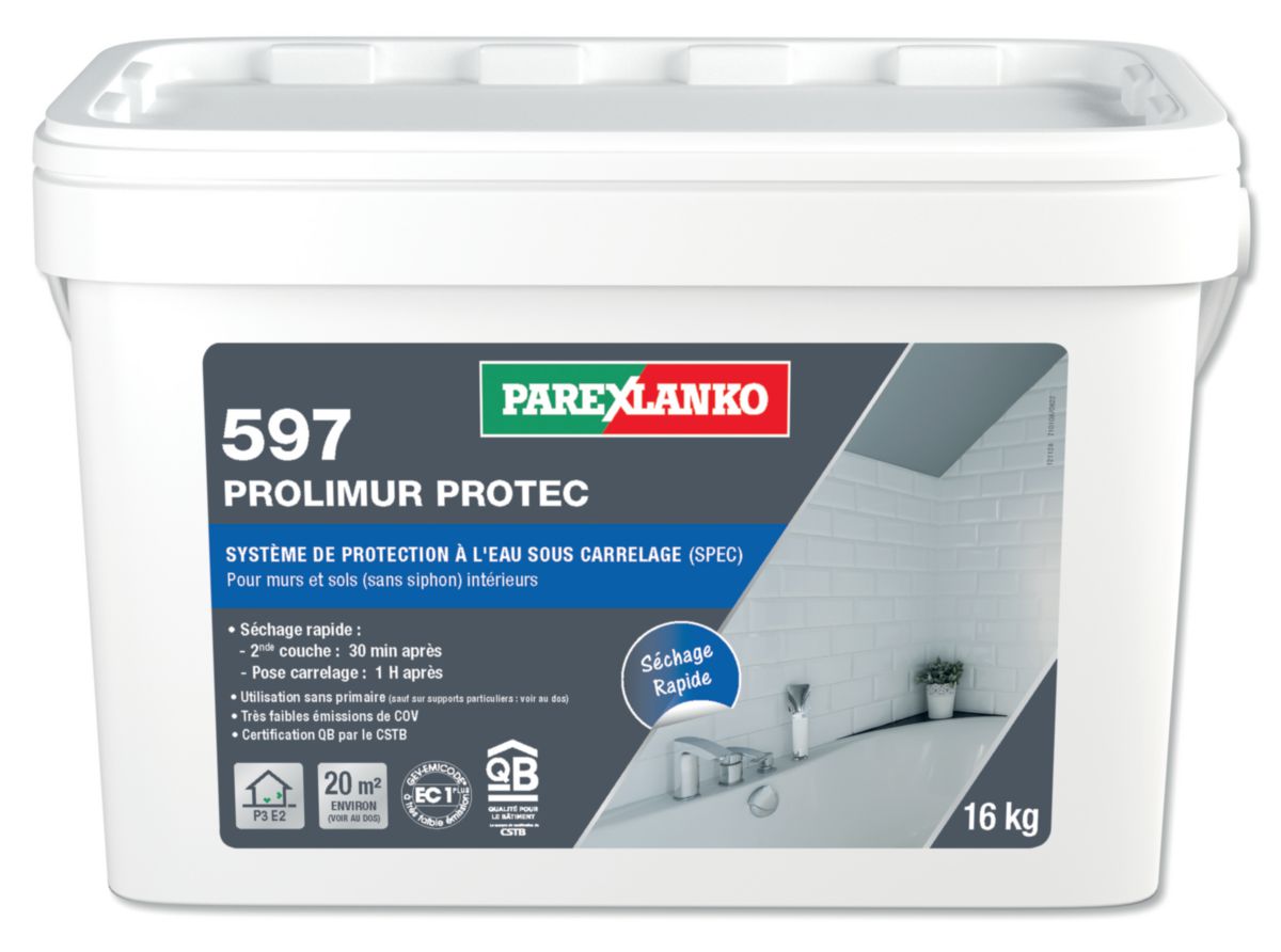 Système de protection à l'eau sous carrelage (SPEC) 597 Prolimur Protec - seau de 16 kg