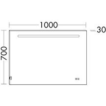 Miroir Fiumo - éclairage Led horizontal avec interrupteur tactile - anti-buée - 2 ports USB - largeur : 1000 mm Réf. SIIX100