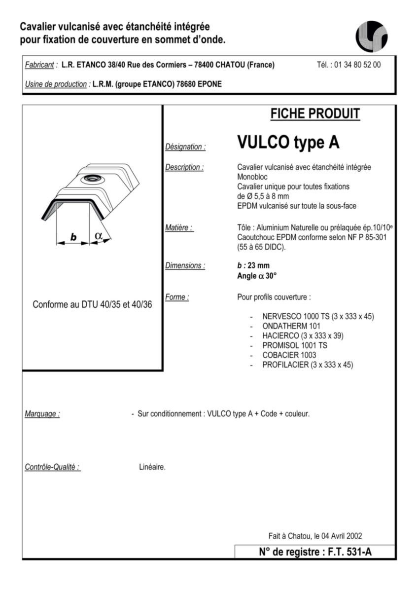 Cavalier galvanisé type H diamètre 8,5mm prélaqué RAL 7022 boîte de 100 Réf: 111310020