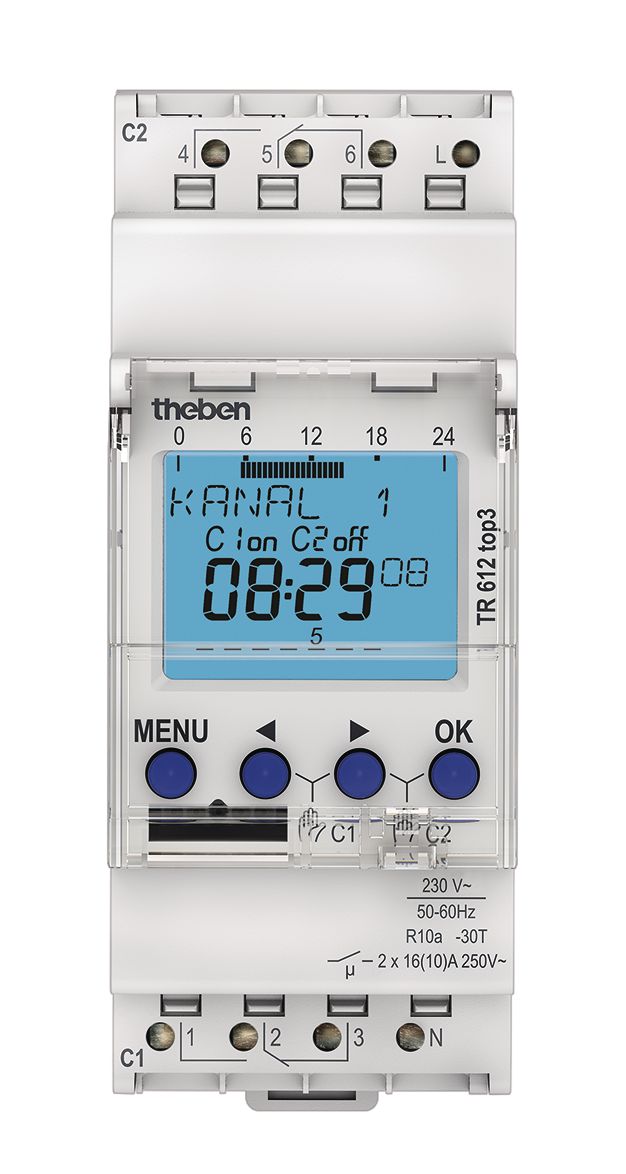 Interrupteur horaire digital modulaire - 2 contacts 16 A