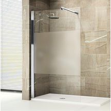 Paroi de douche GIADA H, 98 cm extensible jusqu'à 100 cm, fixe, réversible, en verre bande satin et profilé silver Réf. GIADAH100-44B