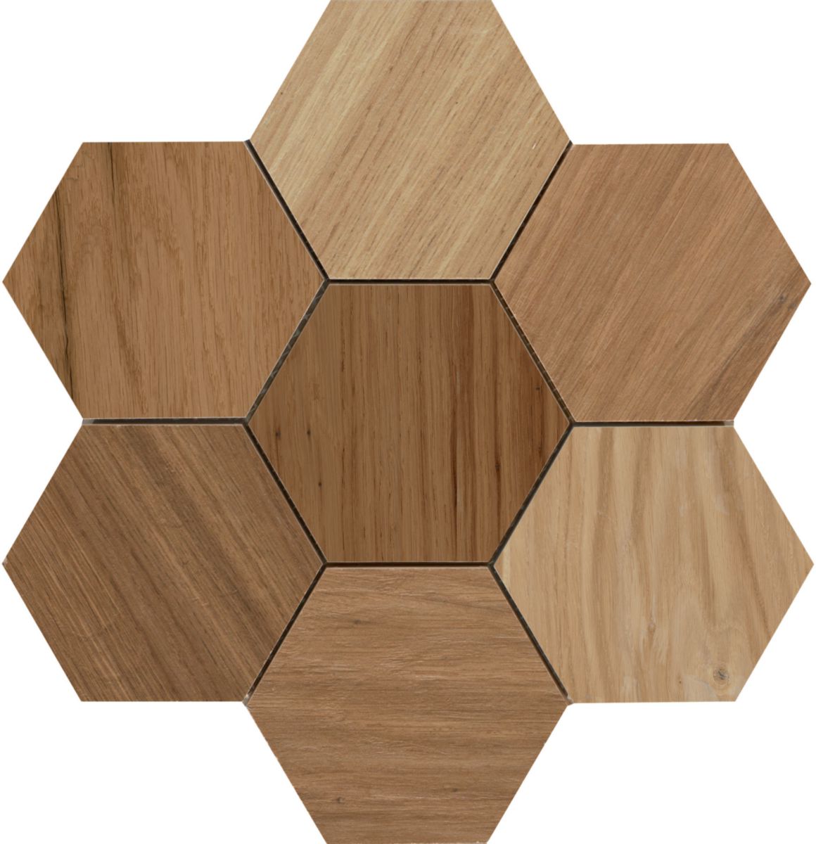 Mosaïque grès cérame Treverklife - décor mix hexagonal - trame 35,5x35,9 cm