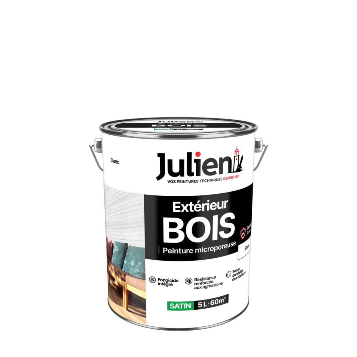 Peinture microporeuse pour bois extérieur - blanc - pot de 5 l