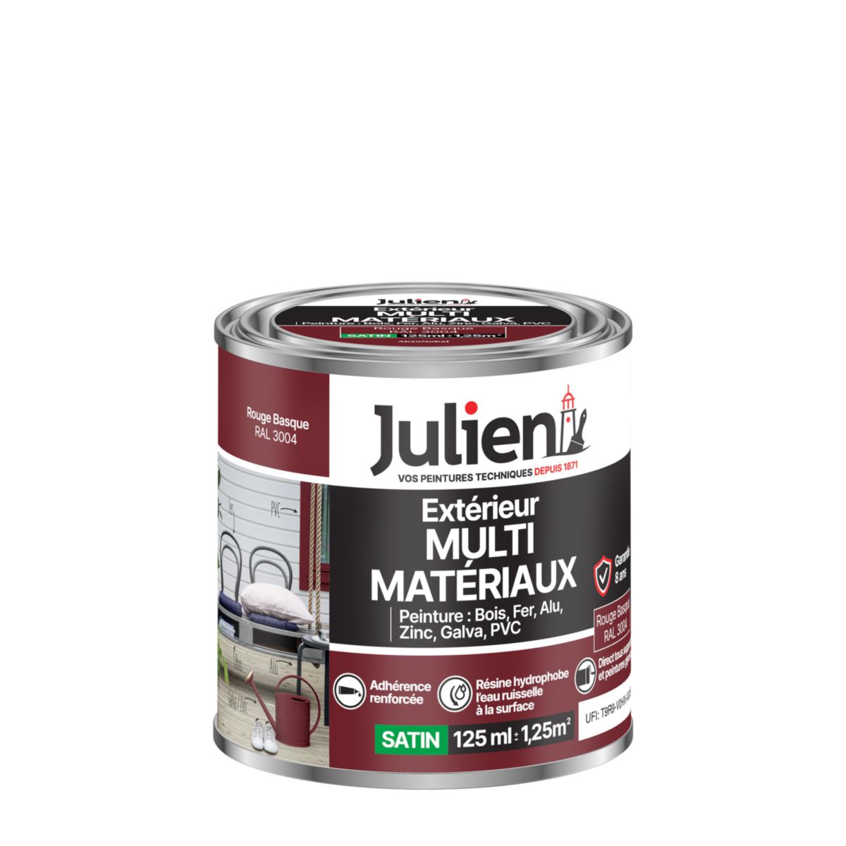 Peinture Multi-matériaux pour l'extérieur - rouge basque 3004 - pot de 0,125 l