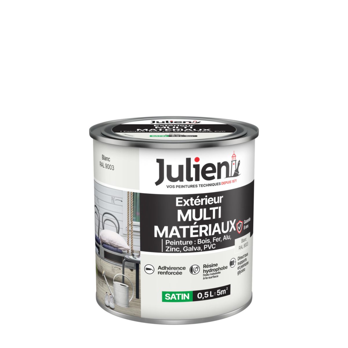 Peinture Multi-matériaux pour l'extérieur - blanc 9003 - pot de 0,5 l