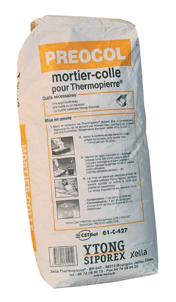 Mortier colle béton cellulaire YTONG FIX  Sac de 25 kg