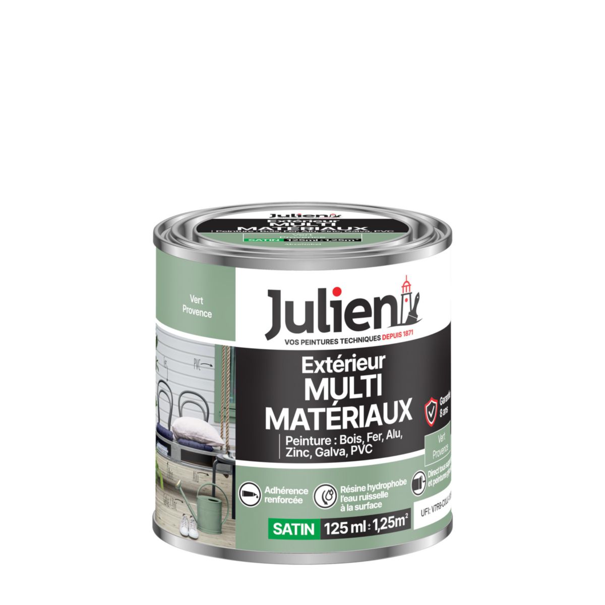 Peinture Multi-matériaux pour l'extérieur - vert Provence - pot de 0,125 l