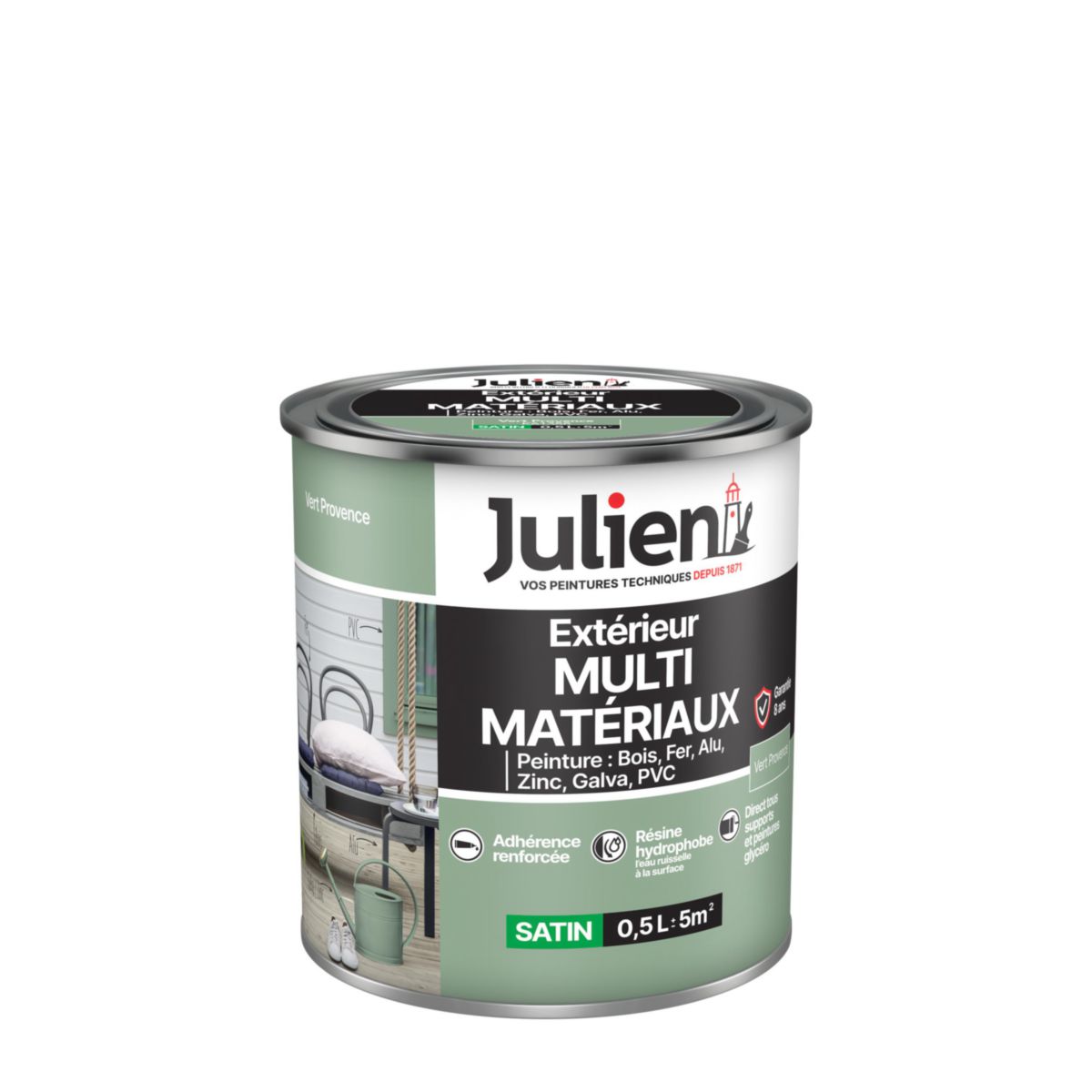 Peinture Multi-matériaux pour l'extérieur - vert Provence - pot de 0,5 l