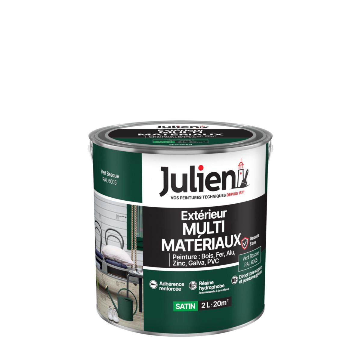 Peinture Multi-matériaux pour l'extérieur - vert basque 6005 - pot de 2 l