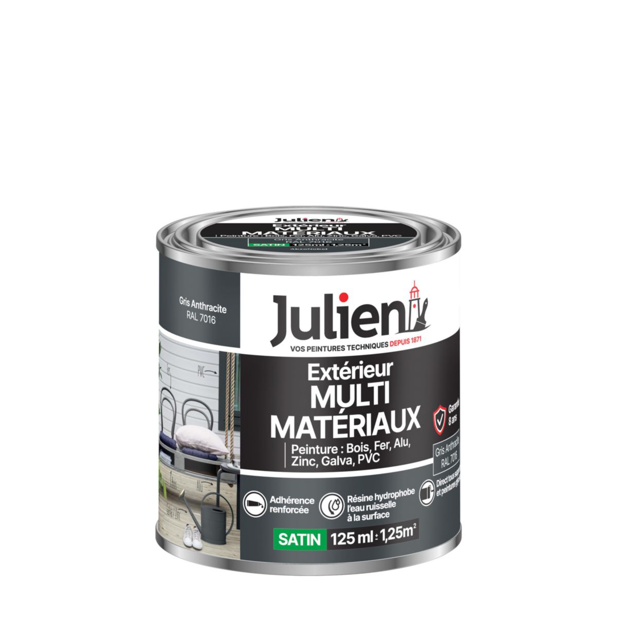 Peinture Multi-matériaux pour l'extérieur - gris anthracite 7016 - pot de 0,125 l