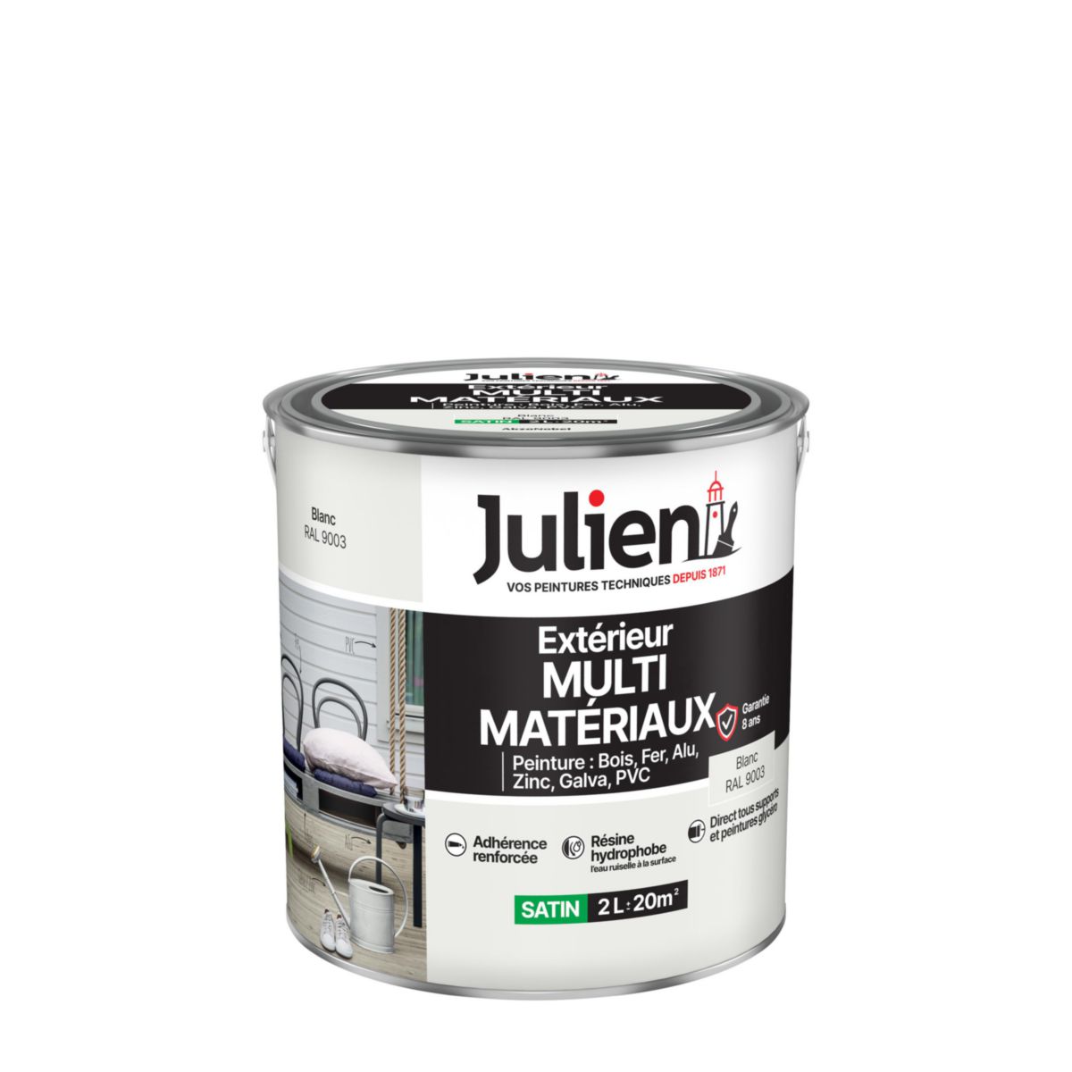 Peinture Multi-matériaux pour l'extérieur - blanc 9003 - pot de 2 l