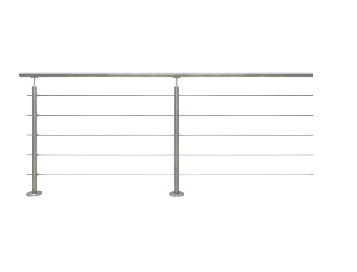 Garde-corps Premium Inoca - pack fixation à plat - inox - L. 240 cm - H. 102,7 cm