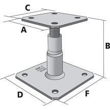 Kit pied de poteau APB100/150 + 8 fixations