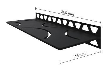 Tablette rectangulaire Shelf-W - design Curve - aluminium structuré noir graphite mat - 300x115 mm - ép. 4 mm