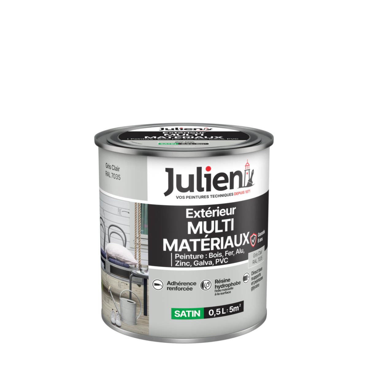 Peinture Multi-matériaux pour l'extérieur - gris clair 7035 - pot de 0,5 l